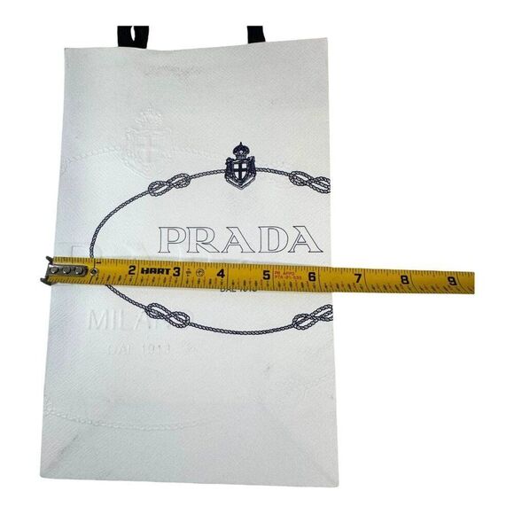 Prada Milano White Paper Gift Bag With Ribbon Handles Authentic Scarf Jewelry - Picture 4 of 5